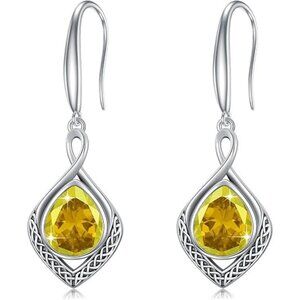 02-November BIrthstone Celtic Knot Filigree 925 Silver Infinity Earrings